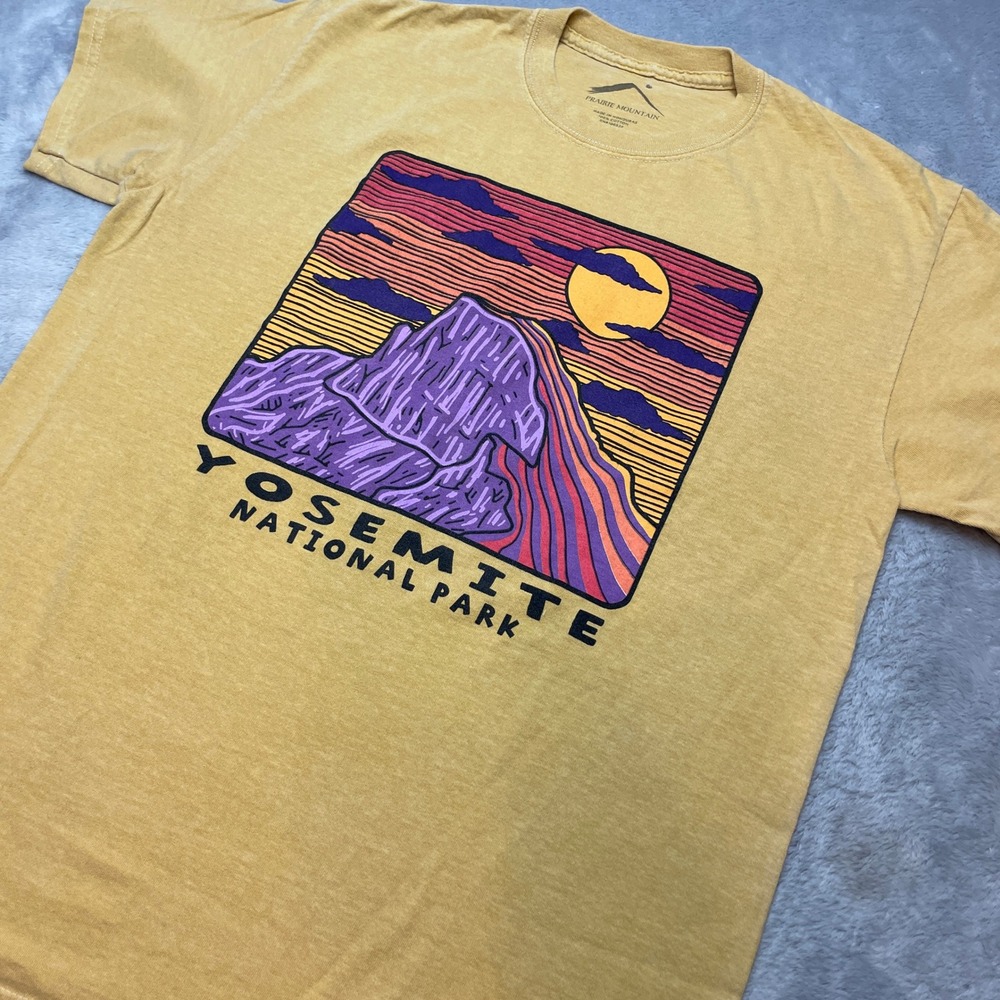 Prairie Mountain Mens Yosemite Graphic T-Shirt Size M Yellow National Park